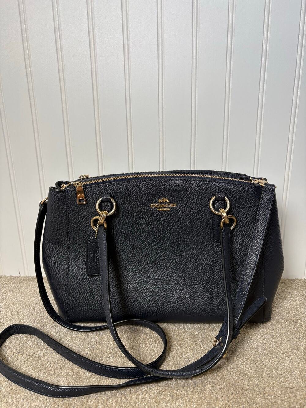 Coach Navy Christie Carry- All Handbag